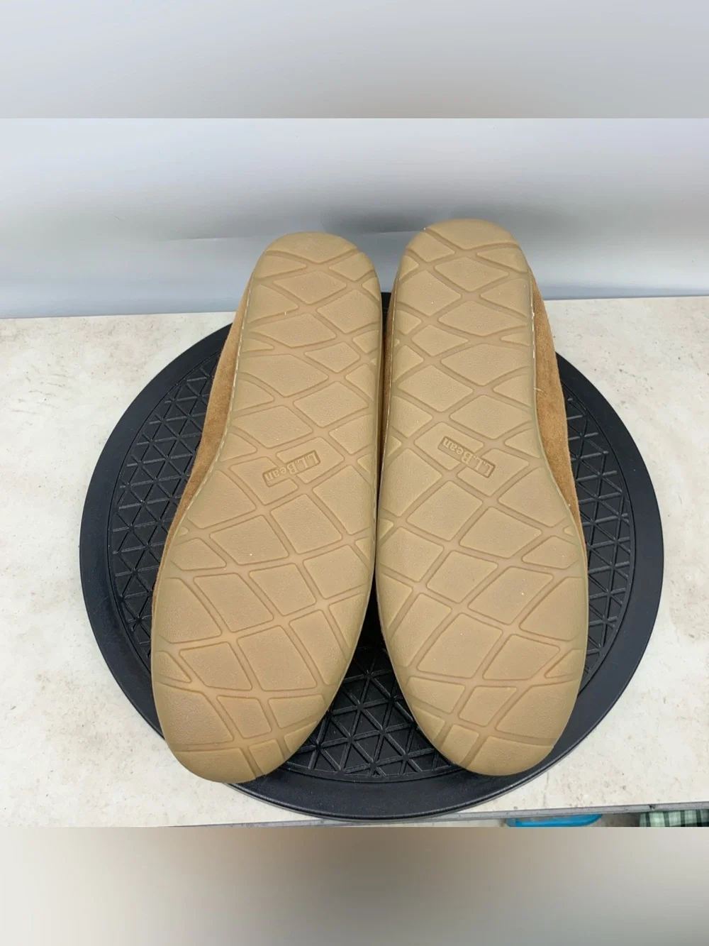 LL Bean Venetian Slippers Men Size 14 Shoes Brown Suede Shearling Moccasins